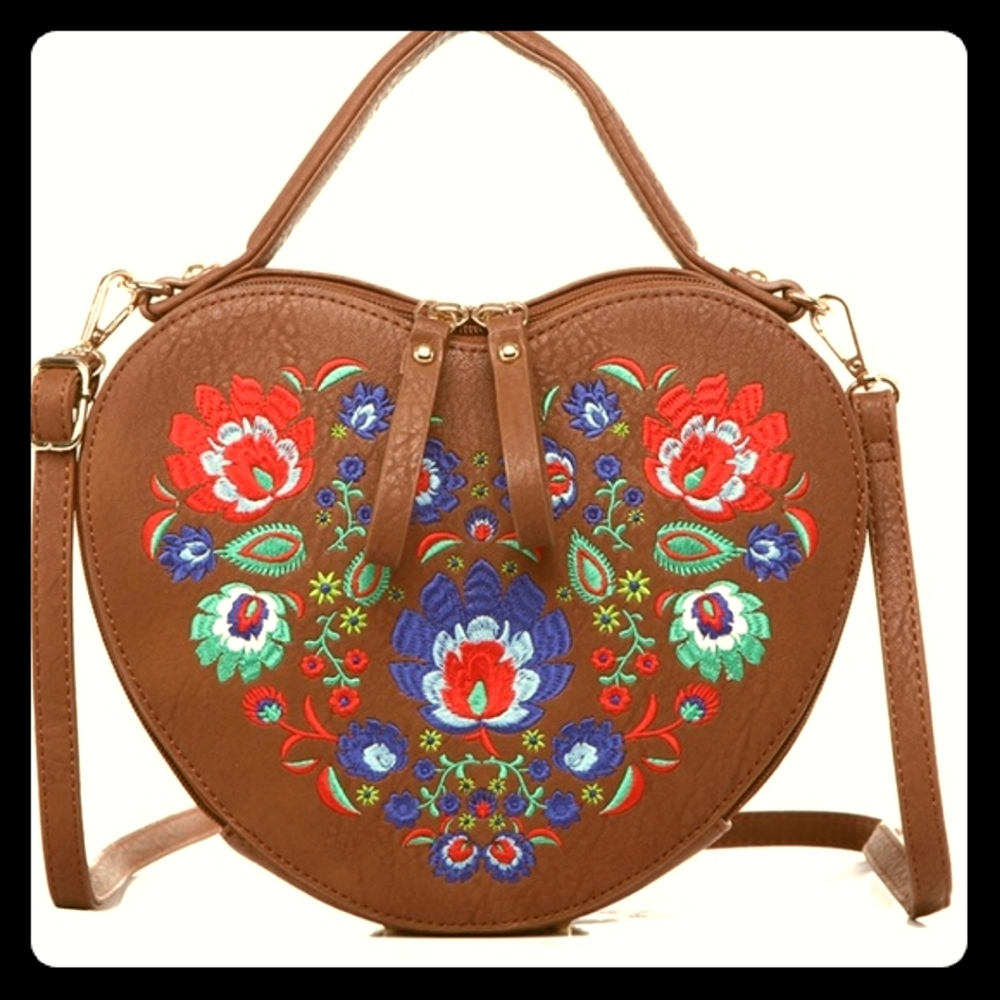 Embroidered Heart Purse